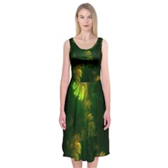 Light Fractal Plants Midi Sleeveless Dress by Nexatart