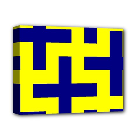 Pattern Blue Yellow Crosses Plus Style Bright Deluxe Canvas 14  X 11  by Nexatart