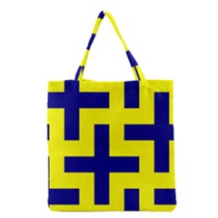 Pattern Blue Yellow Crosses Plus Style Bright Grocery Tote Bag by Nexatart