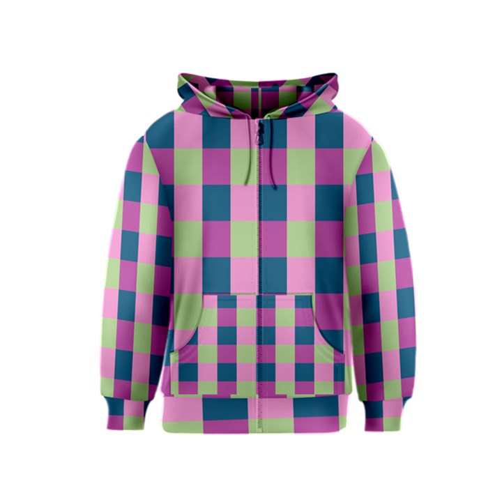 Pink Teal Lime Orchid Pattern Kids  Zipper Hoodie