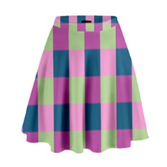 Pink Teal Lime Orchid Pattern High Waist Skirt