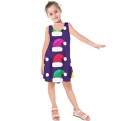 Santa Hats Santa Claus Holidays Kids  Sleeveless Dress by Nexatart