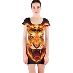 Tiger Short Sleeve Bodycon Dress by Nexatart