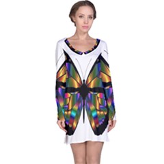 Abstract Animal Art Butterfly Long Sleeve Nightdress by Nexatart