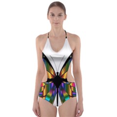 Abstract Animal Art Butterfly Cut-out One Piece Swimsuit by Nexatart