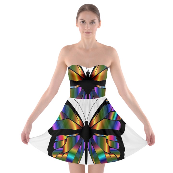 Abstract Animal Art Butterfly Strapless Bra Top Dress