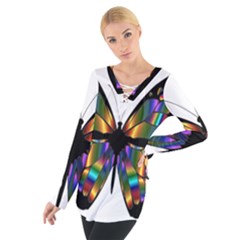 Abstract Animal Art Butterfly Women s Tie Up Tee by Nexatart