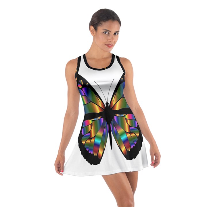 Abstract Animal Art Butterfly Cotton Racerback Dress