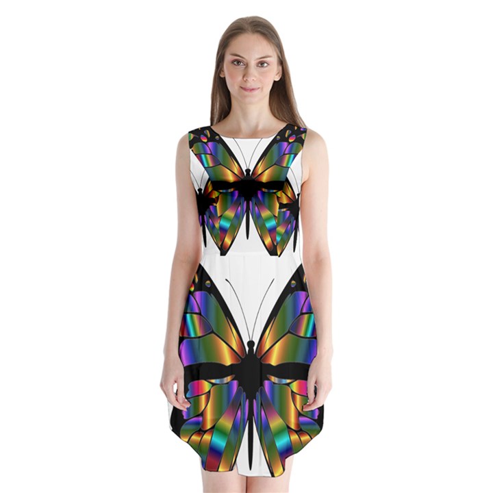 Abstract Animal Art Butterfly Sleeveless Chiffon Dress  