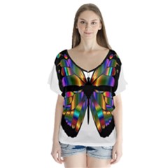 Abstract Animal Art Butterfly Flutter Sleeve Top by Nexatart