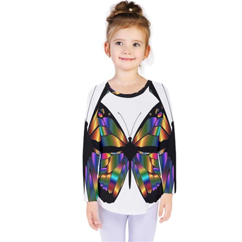 Abstract Animal Art Butterfly Kids  Long Sleeve Tee by Nexatart