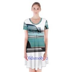 1958 Oldsmobile Super 88 J2 2a Short Sleeve V-neck Flare Dress