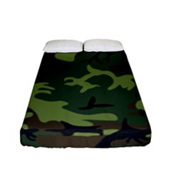 Camouflage Green Brown Black Fitted Sheet (full/ Double Size) by Nexatart