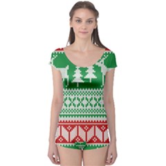 Christmas Jumper Pattern Boyleg Leotard  by Nexatart