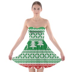 Christmas Jumper Pattern Strapless Bra Top Dress by Nexatart