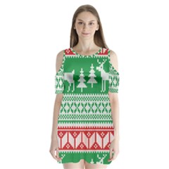 Christmas Jumper Pattern Shoulder Cutout Velvet  One Piece by Nexatart