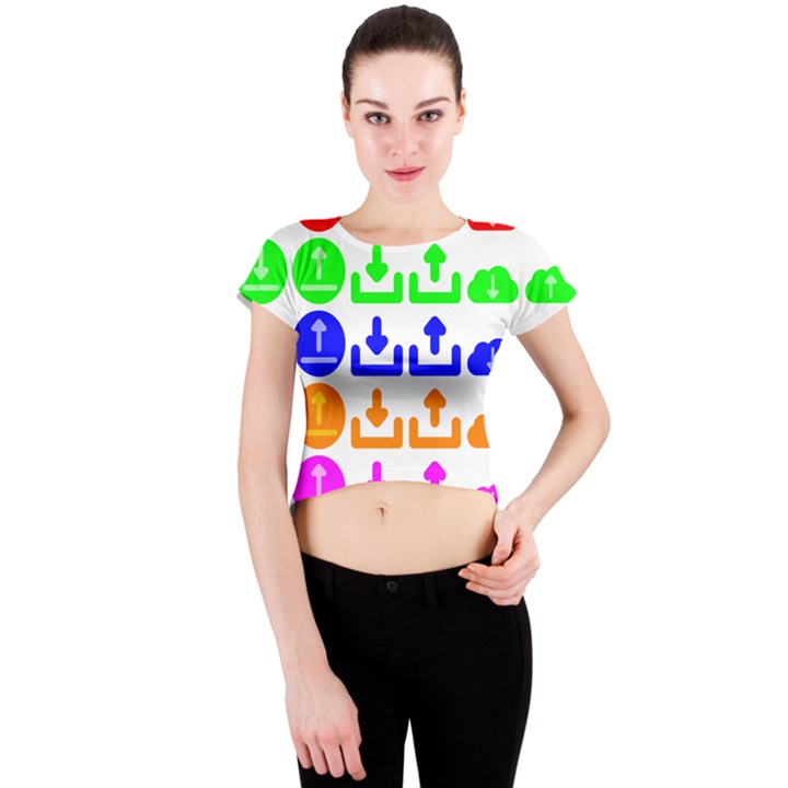 Download Upload Web Icon Internet Crew Neck Crop Top