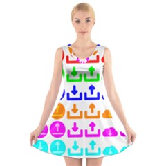 Download Upload Web Icon Internet V-neck Sleeveless Skater Dress by Nexatart