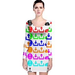 Download Upload Web Icon Internet Long Sleeve Velvet Bodycon Dress by Nexatart