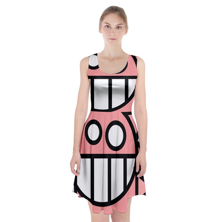 Dragon Head Pink Childish Cartoon Racerback Midi Dress