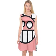 Dragon Head Pink Childish Cartoon Capsleeve Midi Dress by Nexatart