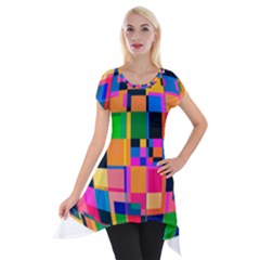 Color Focusing Screen Vault Arched Short Sleeve Side Drop Tunic by Nexatart