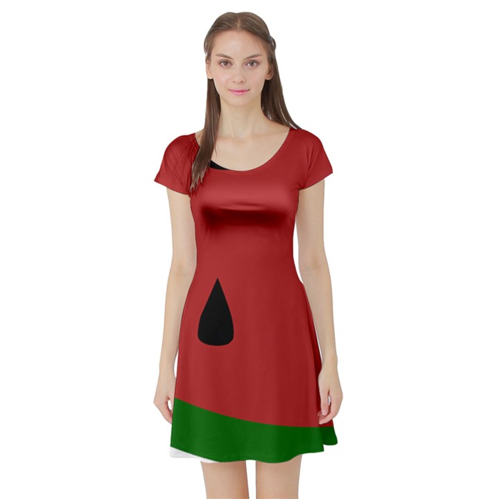 food-slice-fruit-bitten-watermelon Short Sleeve Skater Dress