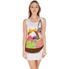 Easter Bunny Eggs Nest Basket Sleeveless Bodycon Dress by Nexatart