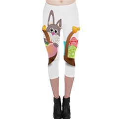 Easter Bunny Eggs Nest Basket Capri Leggings  by Nexatart