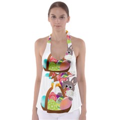 Easter Bunny Eggs Nest Basket Babydoll Tankini Top by Nexatart