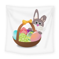 Easter Bunny Eggs Nest Basket Square Tapestry (large) by Nexatart