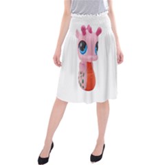 Dragon Toy Pink Plaything Creature Midi Beach Skirt by Nexatart