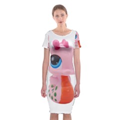 Dragon Toy Pink Plaything Creature Classic Short Sleeve Midi Dress by Nexatart