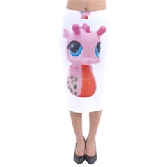 Dragon Toy Pink Plaything Creature Velvet Midi Pencil Skirt by Nexatart