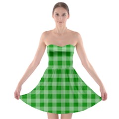 Gingham Background Fabric Texture Strapless Bra Top Dress by Nexatart