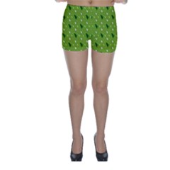 Green Christmas Tree Background Skinny Shorts by Nexatart