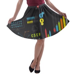 Graphic Table Symbol Vector Chart A-line Skater Skirt by Nexatart