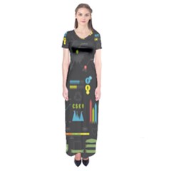 Graphic Table Symbol Vector Chart Short Sleeve Maxi Dress by Nexatart