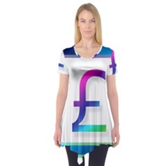 Icon Pound Money Currency Symbols Short Sleeve Tunic  by Nexatart