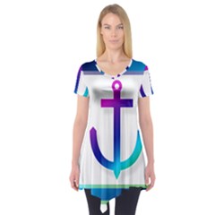 Icon Anchor Containing Fixing Short Sleeve Tunic  by Nexatart