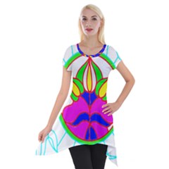 Pattern Template Stained Glass Short Sleeve Side Drop Tunic by Nexatart