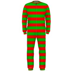 Pattern Lines Red Green Onepiece Jumpsuit (men)  by Nexatart