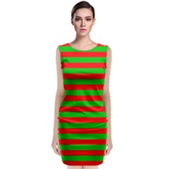 Pattern Lines Red Green Classic Sleeveless Midi Dress by Nexatart