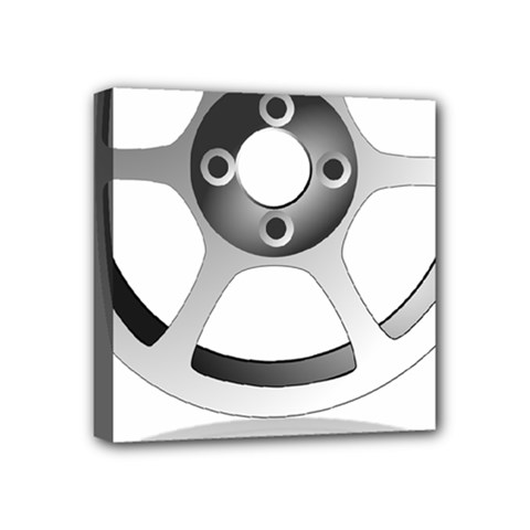 Car Wheel Chrome Rim Mini Canvas 4  X 4  by Nexatart