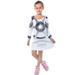 Car Wheel Chrome Rim Kids  Long Sleeve Velvet Dress by Nexatart