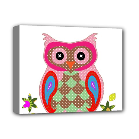 Owl Colorful Patchwork Art Deluxe Canvas 14  X 11 