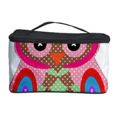 Owl Colorful Patchwork Art Cosmetic Storage Case by Nexatart