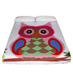 Owl Colorful Patchwork Art Fitted Sheet (california King Size) by Nexatart