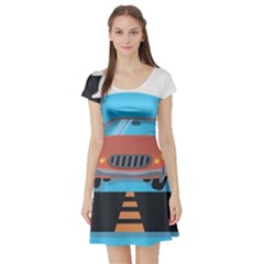 Semaphore Car Road City Traffic Short Sleeve Skater Dress by Nexatart