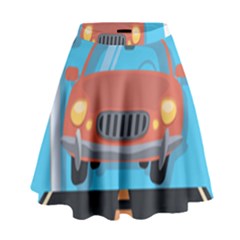 Semaphore Car Road City Traffic High Waist Skirt